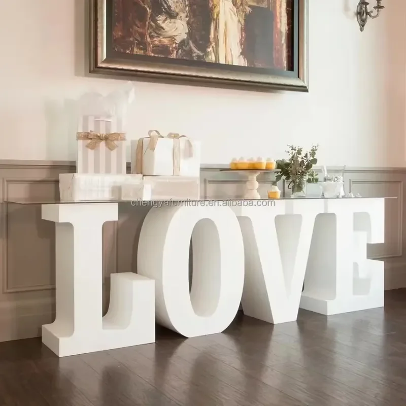 White Acrylic Love Letter Table for Wedding Stage Decoration