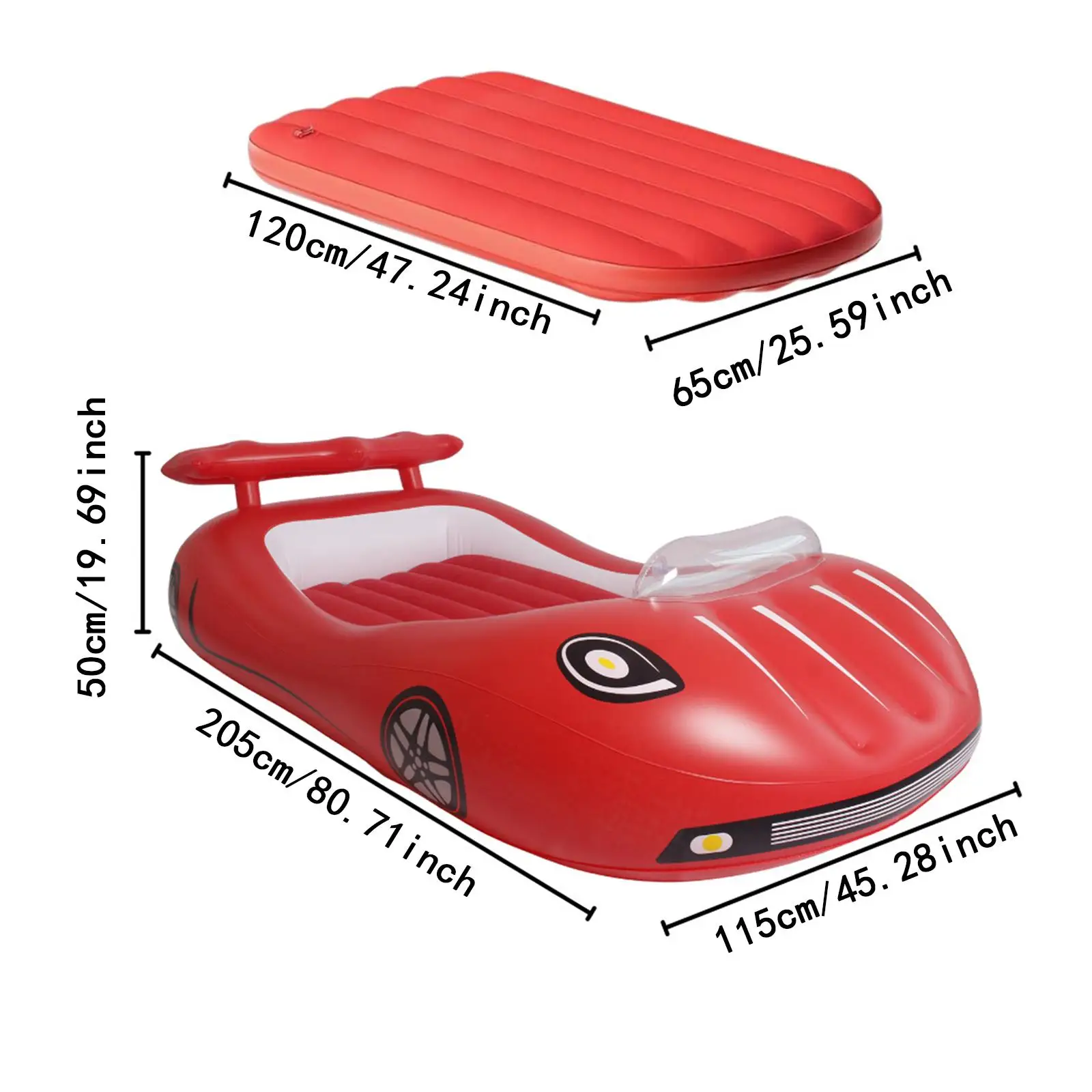 سرير أطفال قابل للنفخ، مرتبة نفخ، وسادة نوم ناعمة على شكل سيارة، سرير هوائي قابل للنفخ للأطفال للتخييم #6