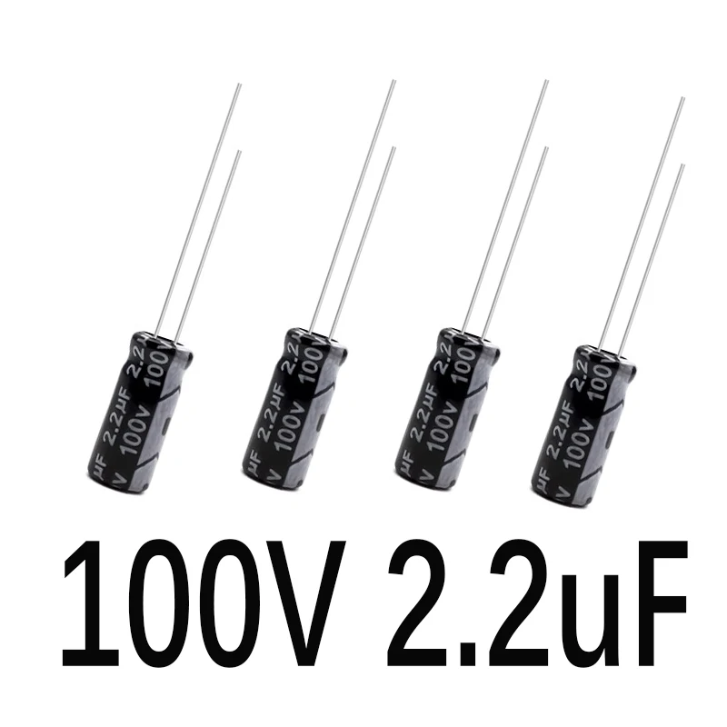

(10-100 шт.) Электролитический конденсатор 2.2 мкФ 100В 5X11мм, вставной, 100В 2.2 мкФ