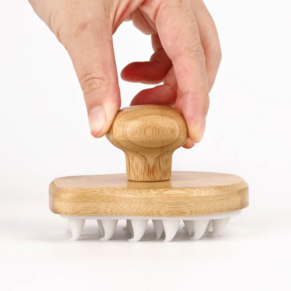 

Scrubber Bamboo and Wood Hair Wash Brush Shampoo Massage Tools Comb Tpr for Washing Scalp Massager