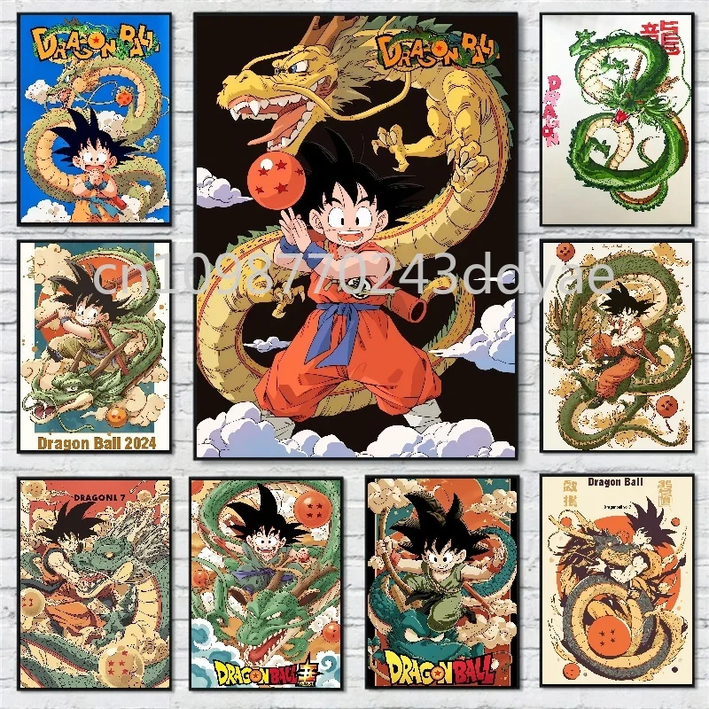 

Retro Poster Dragon Ball Anime Peripheral Wukong Vegeta Picture Printing Art Canvas Painting Bedroom Decoration Mural Gift