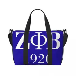 Custom Large Zeta Phi Beta Sorority Logo Tote Bag Women Greek Letter 1920 Shoulder Shopper Beach Gym Travel Bag