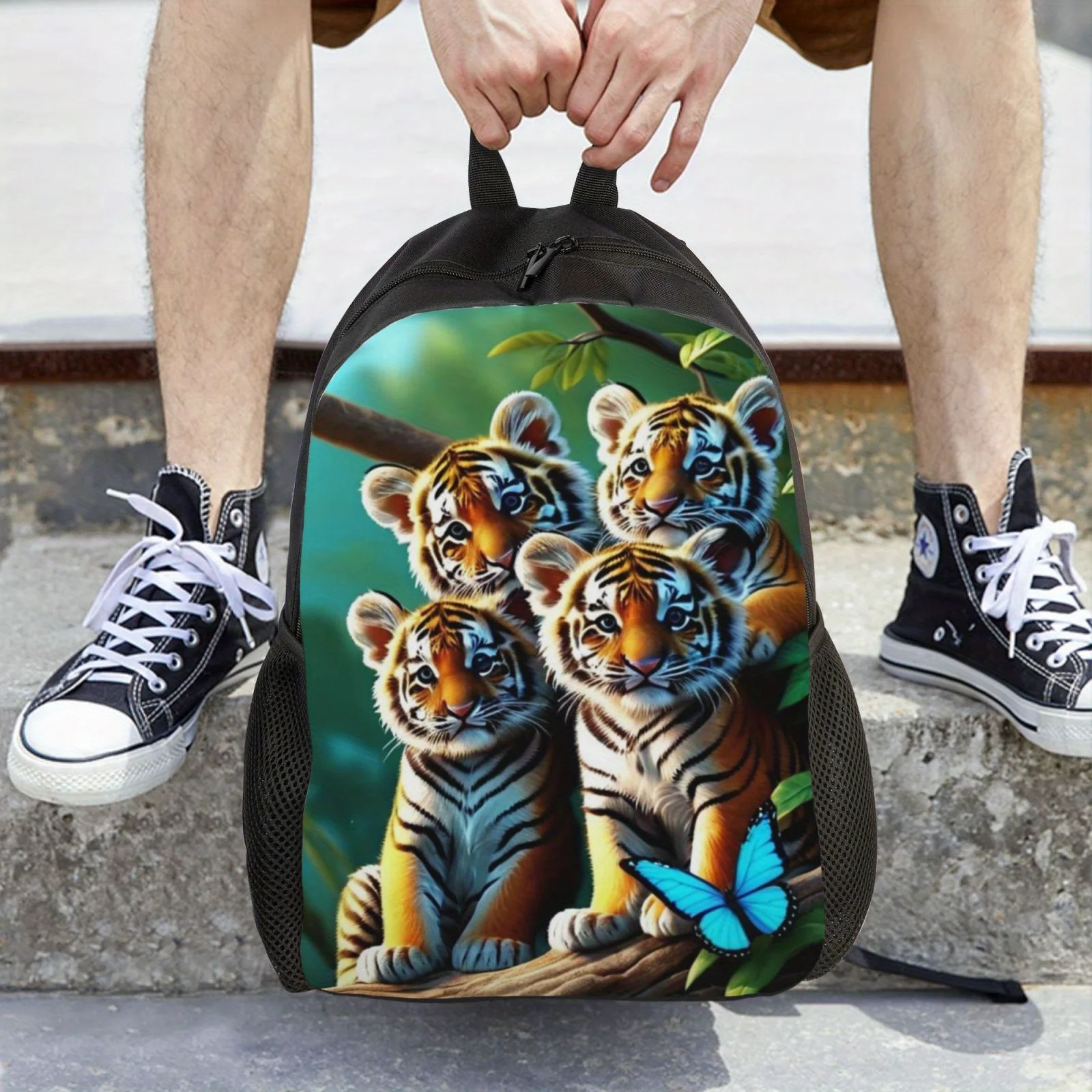 

Adorable Tiger Print Backpack - Lightweight, Large Capacity School & Laptop Bag with Adjustable Straps for Travel and College, L