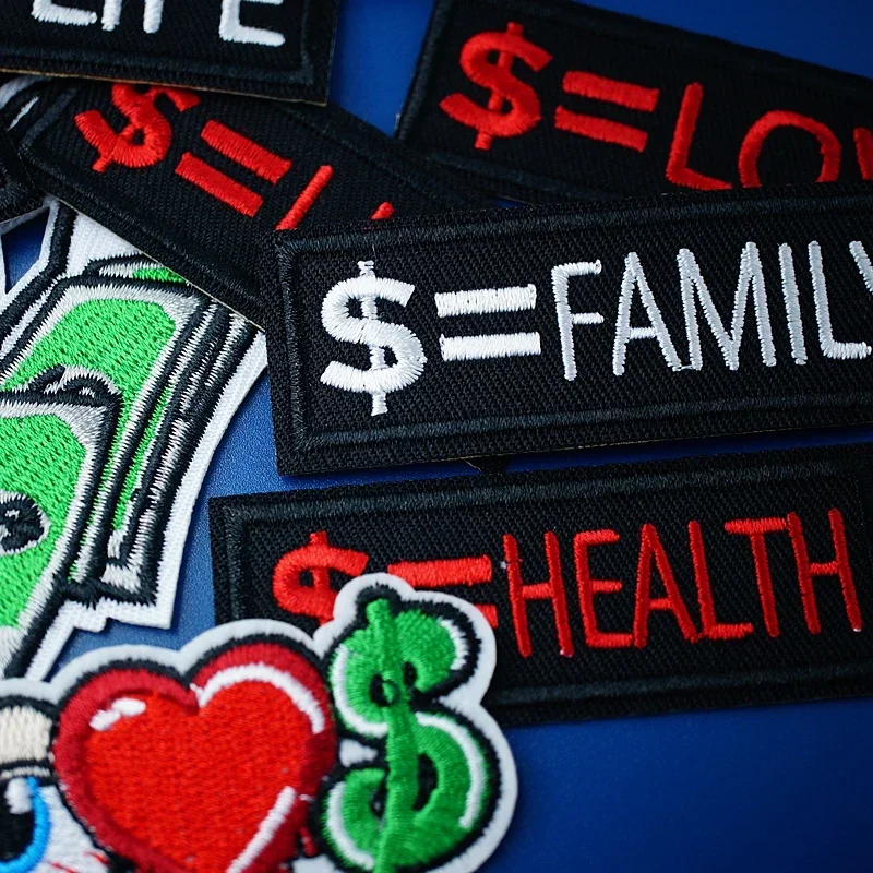 Money Iron On Patch Embroidered Applique Sewing Clothes Stickers Garment Apparel Accessories Badge