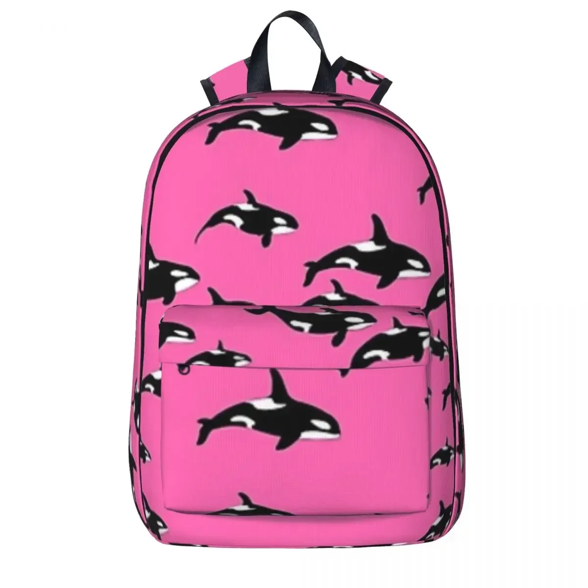 Orca Whales Graphic Print On Pink Woman Backpacks Boys Girls Bookbag Casual Students School Bags Portability Travel Rucksack