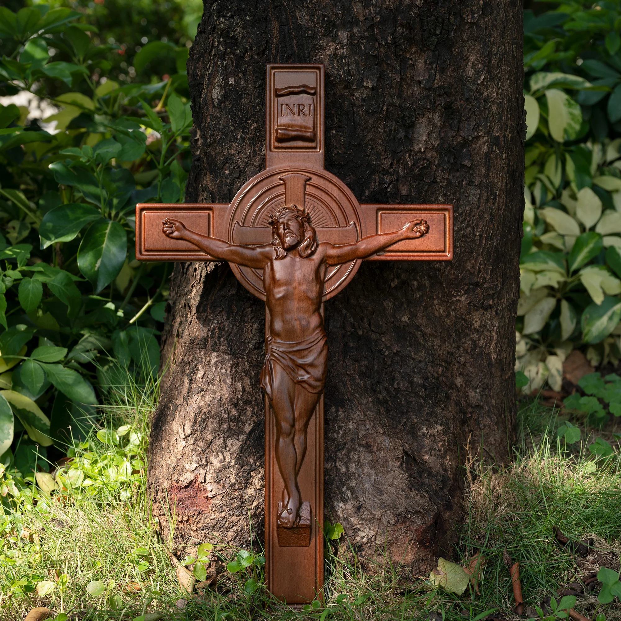 Crucifix of Jesus on the cross, Religious Wood Carvings, Christian Wall Art, Catholic Religious Items