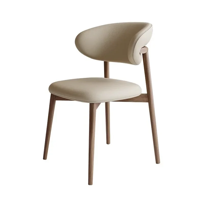 

Nordic solid wood dining chair home log cream