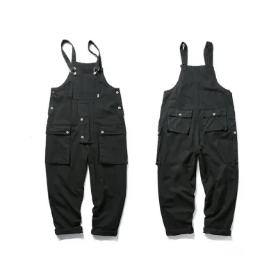 Men\'s American Casual Overalls Suspender Pants, Work Trousers with Long Pants, Amekaji Trendy Brand, Loose Suspender Pants.