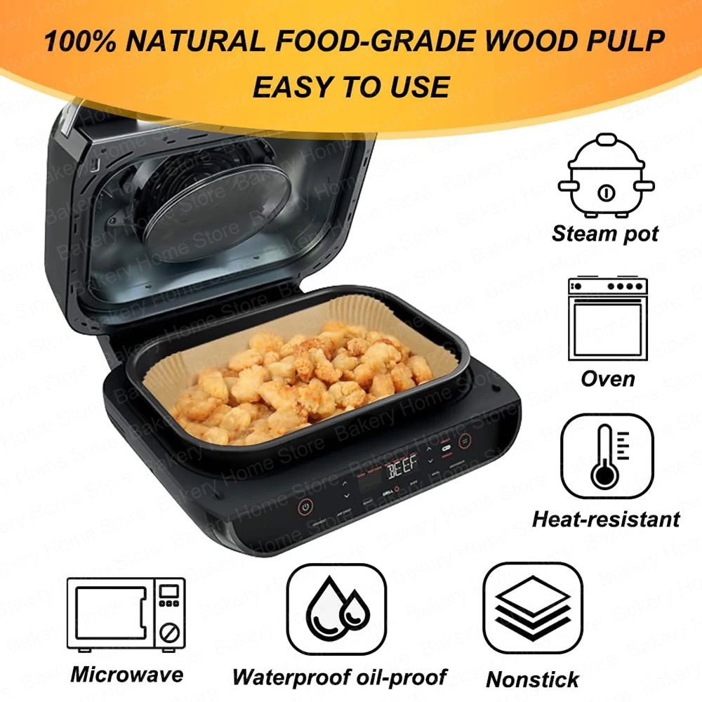 مقلاة هوائية مستطيلة للاستعمال مرة واحدة بطانات ورق زبدة للنينجا FG551/DG551/IG651 Foodi Smart XL ملحقات خبز الشواية الداخلية