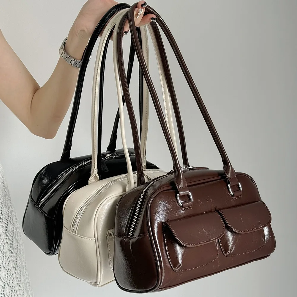 

Women's Shoulder Bags Korean Solid Color Fashionable Simple Sweet Versatile Retro New Handbags Large Capacity Tote Bags For Girl