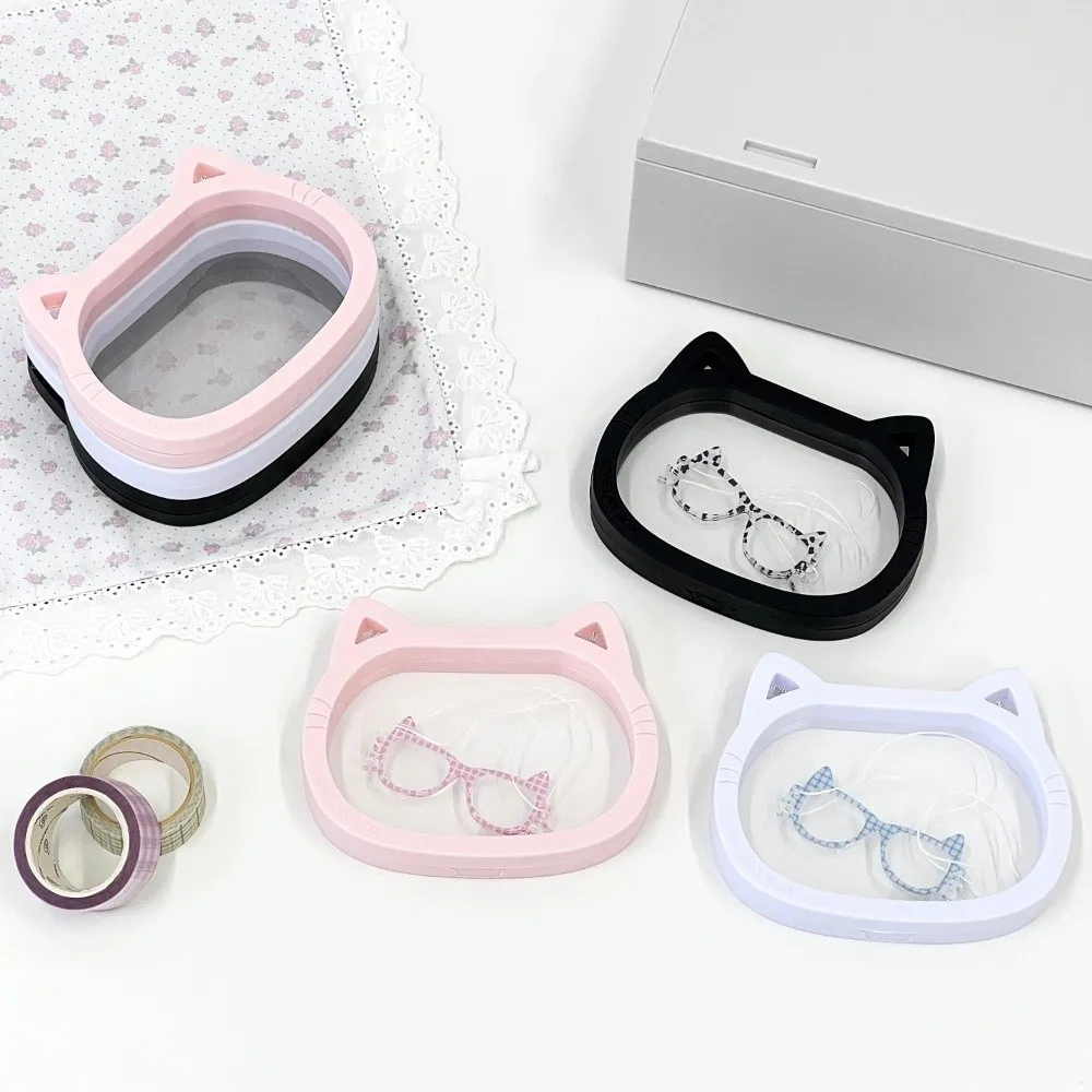 Cute Cat Ear Shaped Jewelry Boxes Dustproof Portable Floating Storage Boxes Lightweight Transparent