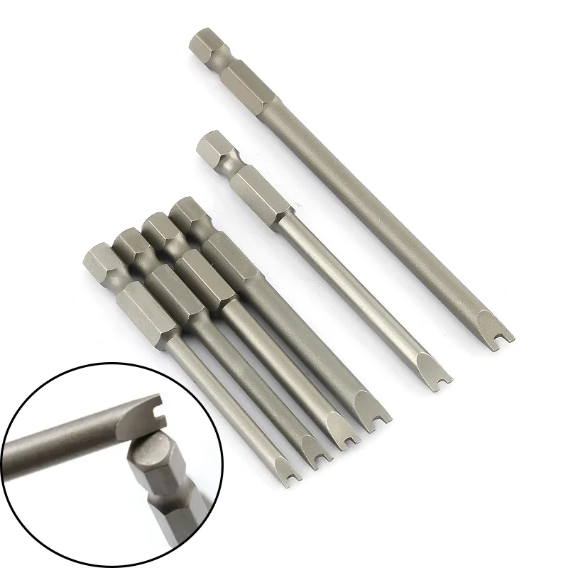 6Pcs U-Type 65 75 100mm Security Bit Set Tamper Proof Screwdriver Drill Bit Screw Driver Bits Hex Shank Magnetic U Shaped