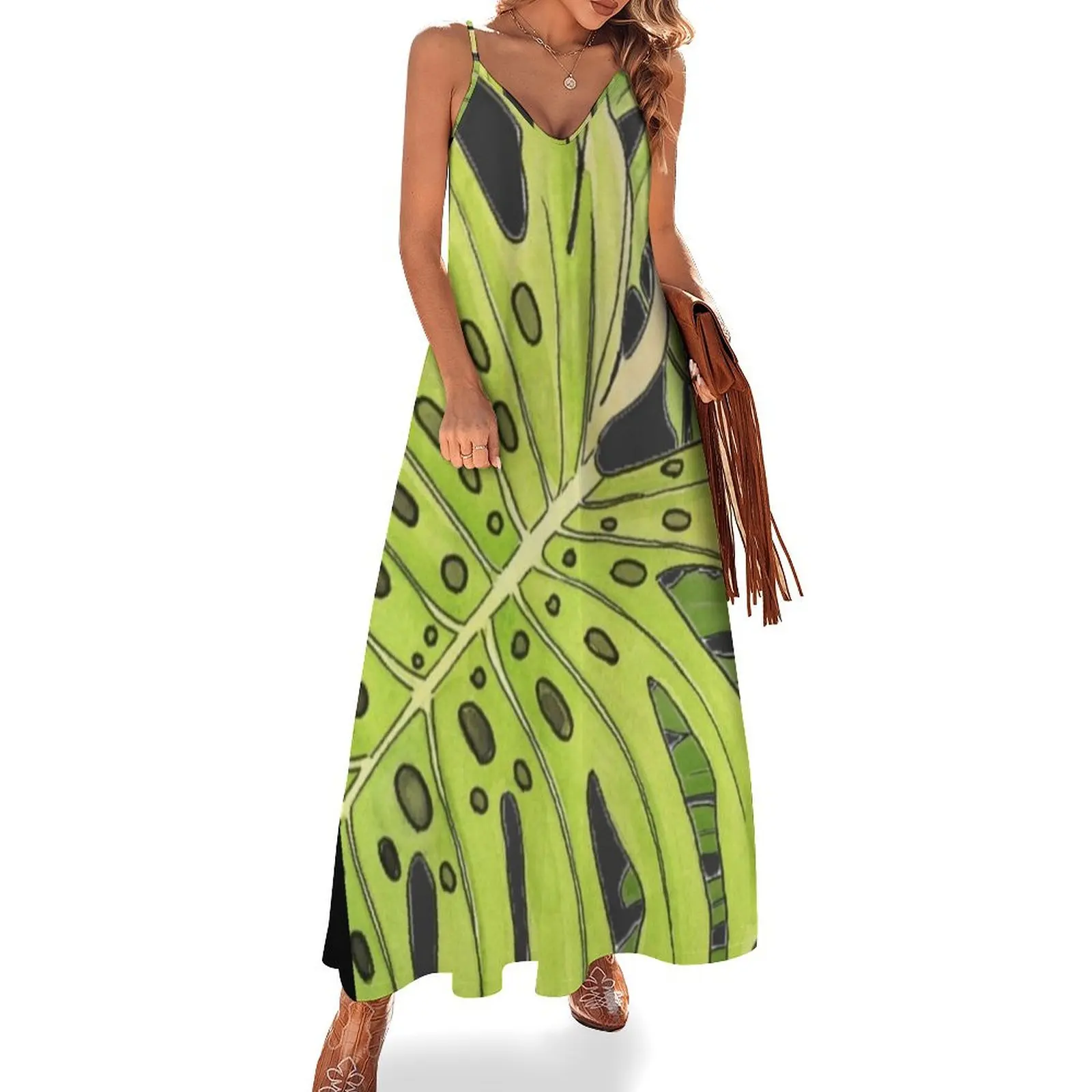 

Monstera deliciosa Sleeveless Dress bandage dress african dresses for woman summer dresses for women 2025