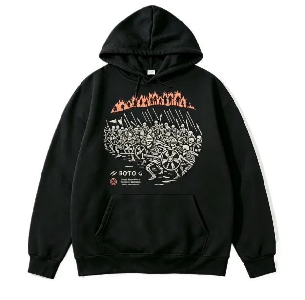 2026 new Printed style group portrait illustrations vehicle flame decoration text patterns  unisex hooded sweatshirt