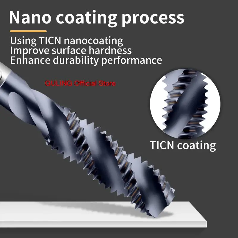 GULING HSSE-M35 TICN Coating  JIS Standard Spiral Fluted Tap M2 M3 M4 M5 M6 M8 M10 M12 Metric Machine Screw Thread Taps