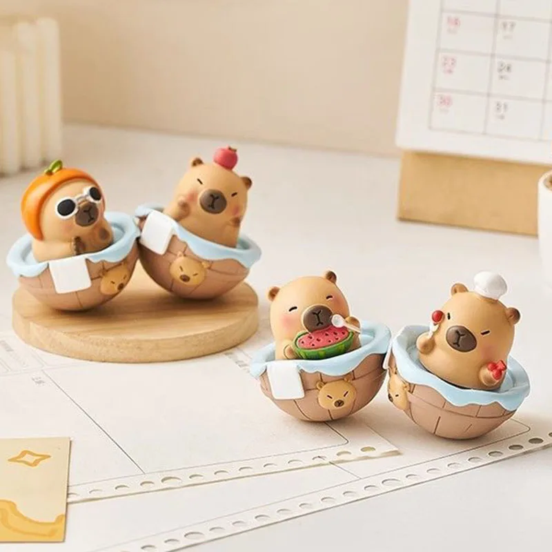 Leuke Capibara Baden Wiebelen Speelgoed Kawaii Tumbler Beeldjes Desktop Decor Blind Box Speelgoed Kantoor Tafeldecoratie Nachtkastje Meisjes