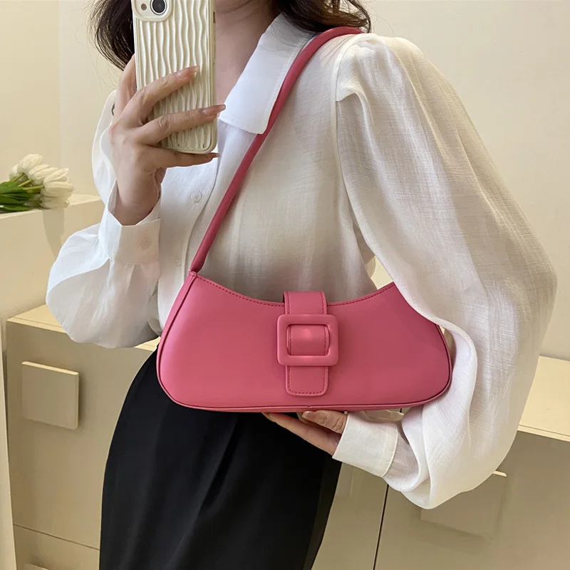 Fashion Solid Women\'s Shoulder Bag Artificial Leather Square Underarm Bags Ladies Handbags For Daily Used and Gift