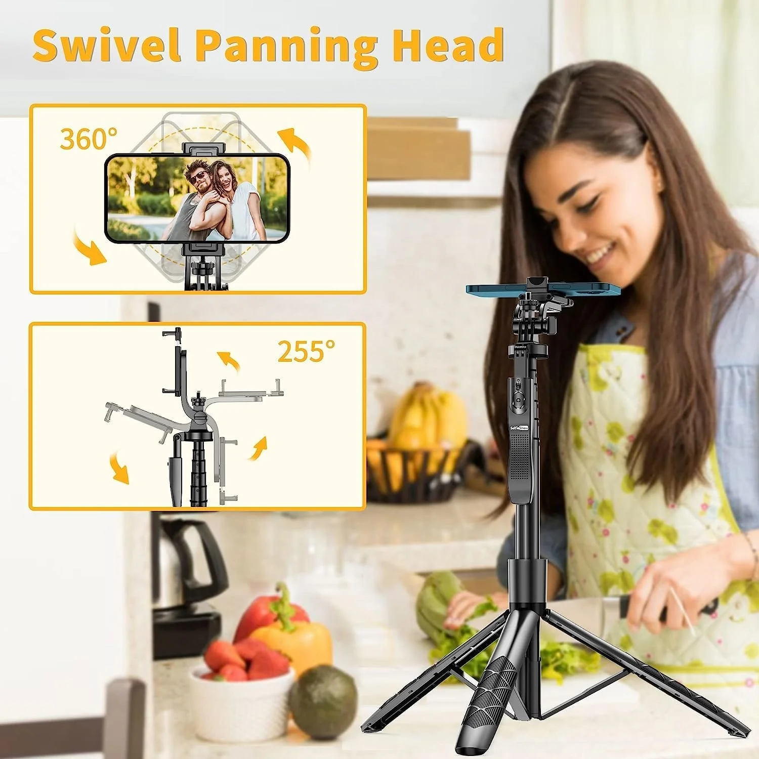 Selfie Stick Tripod with Remote - 360° Rotation Phone Stand with Wireless Remote Control, Travel-Friendly Phone Tripod K28