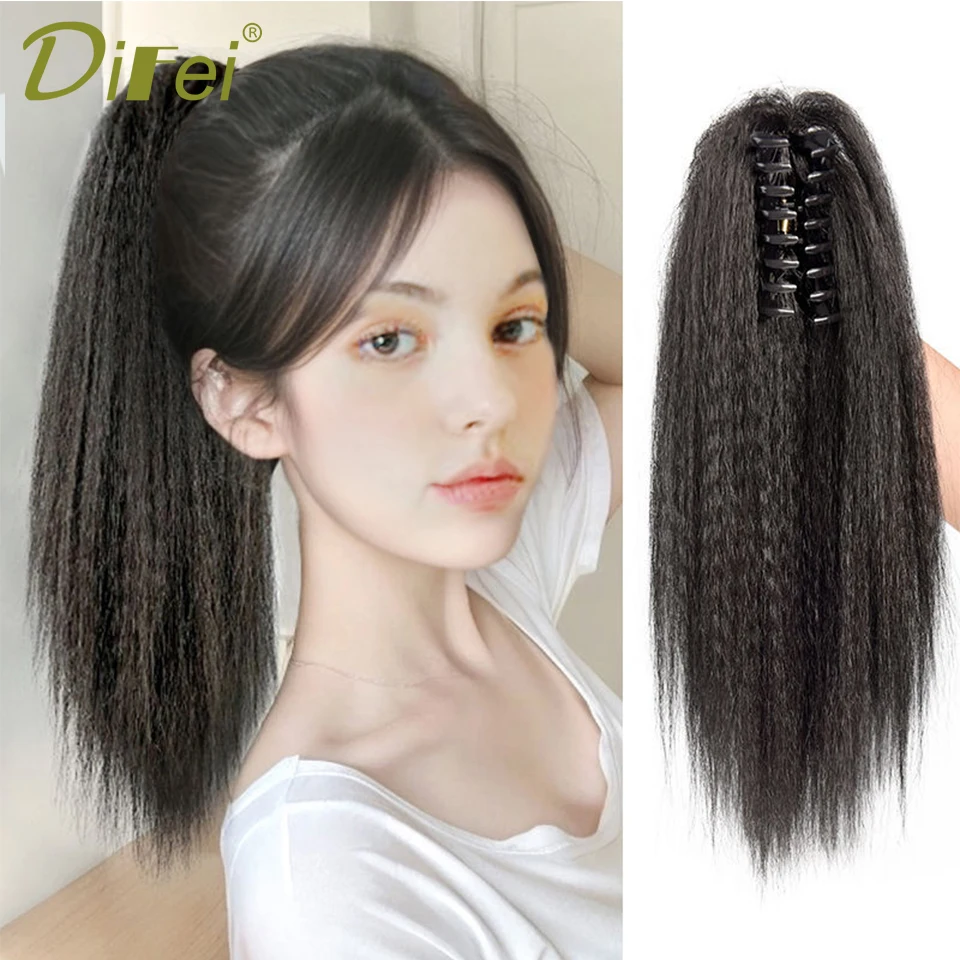 

DIFEI Synthetic Wig Ponytail Female Grab Clip Fluffy Additional High Ponytail Temperament Joker Straight Hair Fake Ponytail