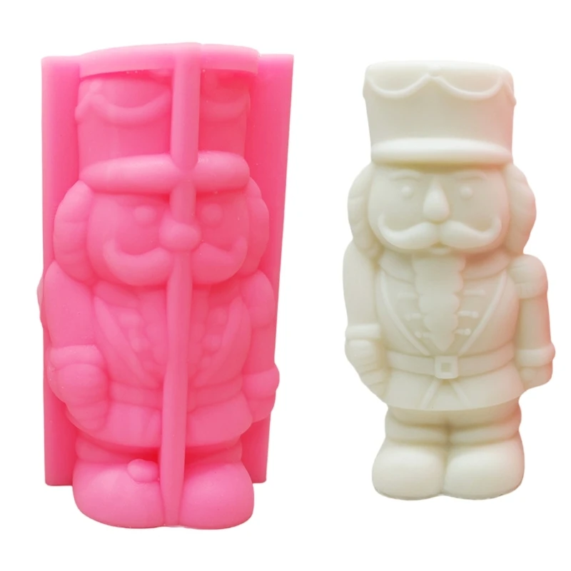 3D Nutcracker Statue Silicone Candle Mold Christmas Decor Silicone Mold Dinner Wax Silicone Mould Christmas Ornaments