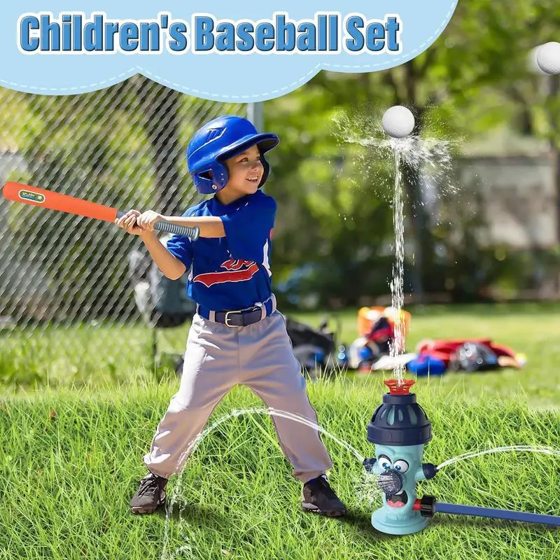 Kids Sprinkler Water Spray Baseball Ball Game Set Water Spray Toy With 4 Water Spray Modes Fire Hydrant Shape Summer Outdoor