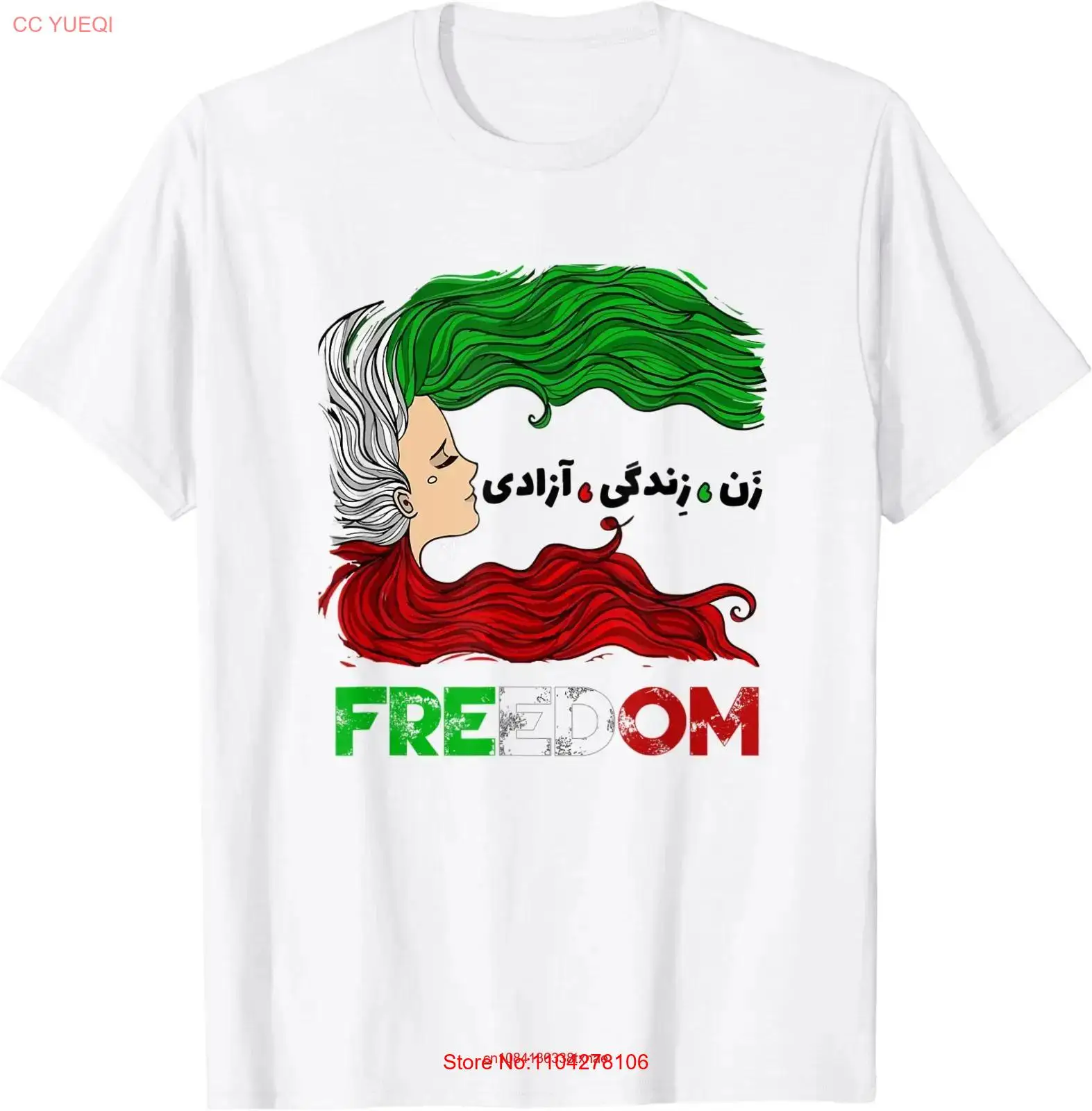 Zan Zendegi Azadi Iran Persian Woman Life hair Freedom white T Shirt S 5XL long or short sleeves