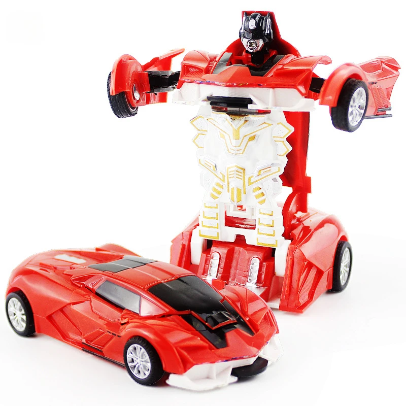 Giocattolo modello di auto robot trasformabile automatico con una chiave per ragazzi Bambini Action figure divertenti in plastica Veicoli di deformazione Auto Kid