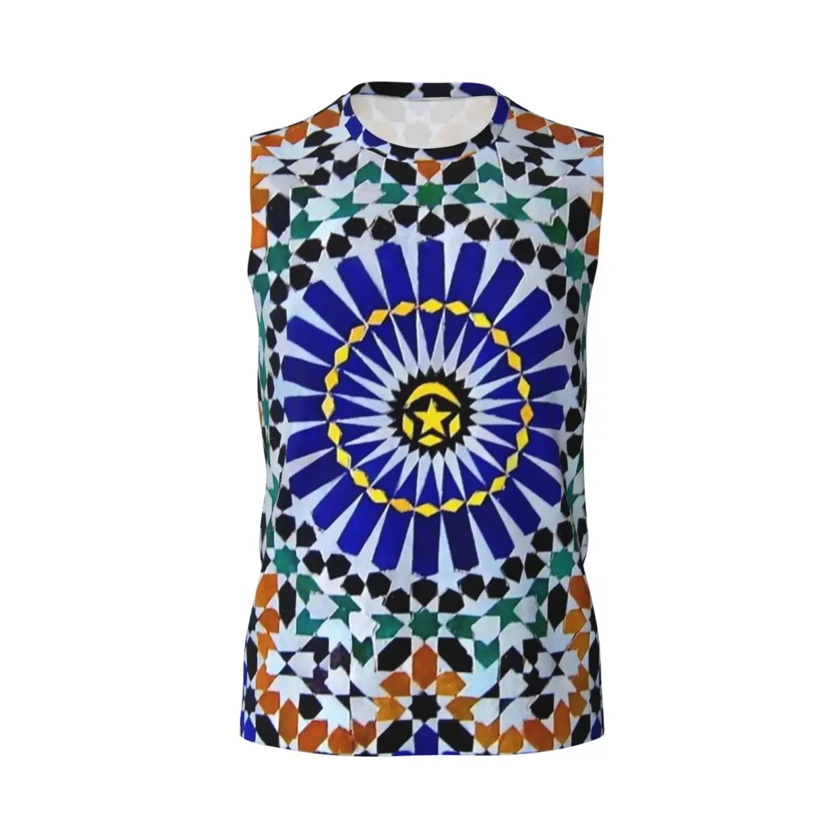 Arabic Tiles Moroccan Mosaic Men Printed Sleeveless T-shirt Casual Hip Hop Street Style Beach Holiday Tank Tops