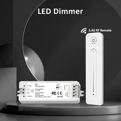 V1 LED Dimmer 5V 12V 24V 36V 1CH 8A WW NW CW Dimming 2835 COB Strip Light Controller Wireless RF 2.4G Touch Remote Control