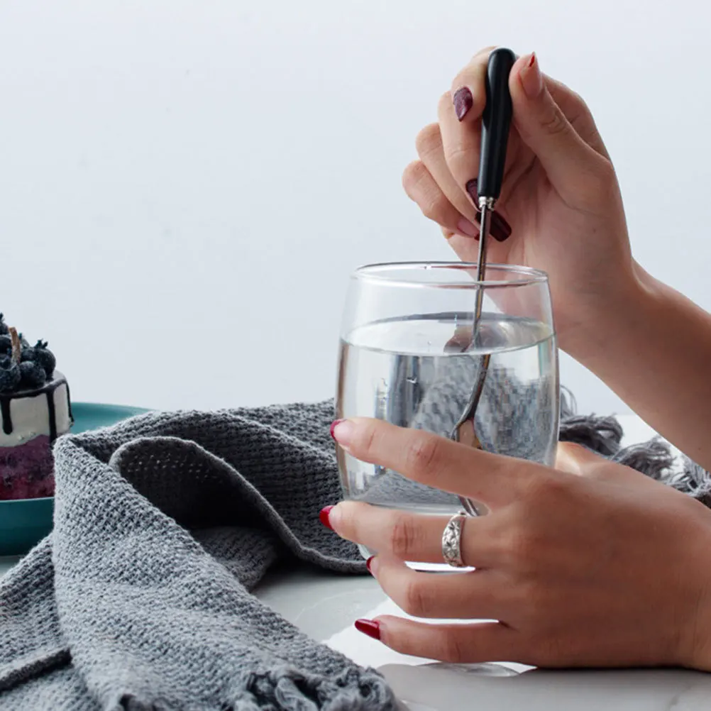 

3Pcs Coffee Spoon Set Long Handle Stainless Steel Mixing Spoons Black Small Ice Dessert Spoons for Home Bar Coffee Shop