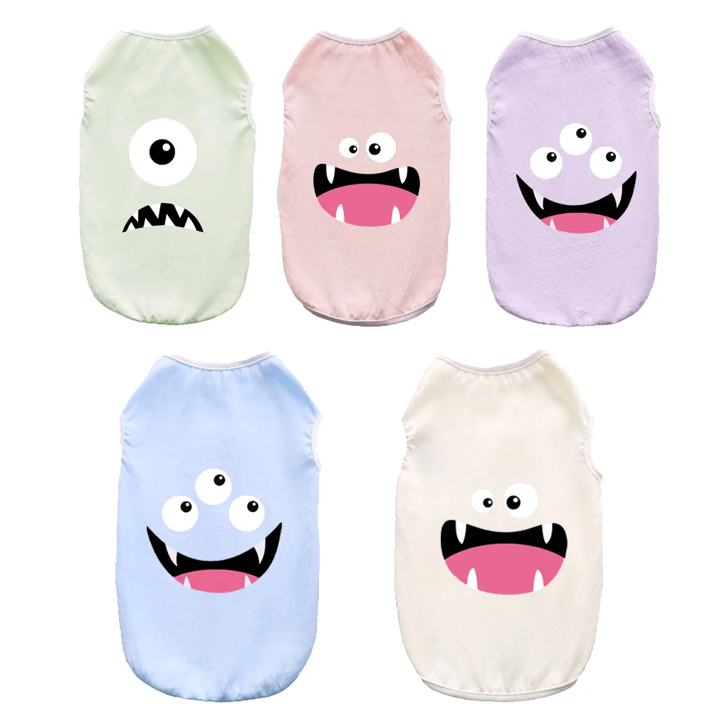 Pet Summer Vest Ultra-Thin Breathable Cat & Dog T-shirt Fashion Fun Prints Suitable For Shih Tzu Bichon Frise Daily Walk Wear