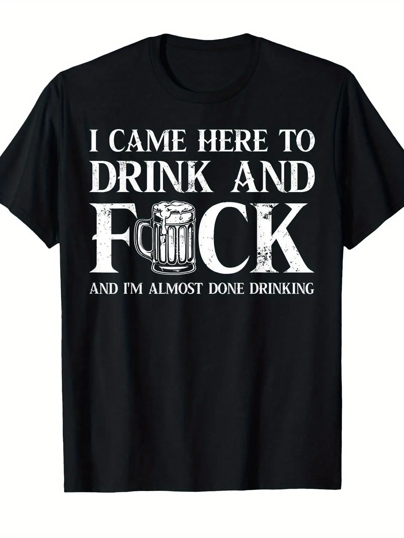 

Мужская забавная футболка для питья 2026, я тожу здесь, чтобы пить, я почти Done, слоган с пивной кружкой, графический наряд для вечеринки с короткими рукавами и барами
