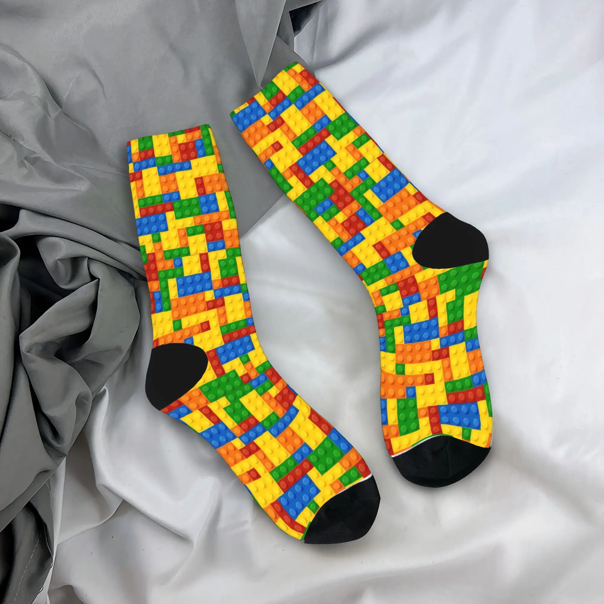 Colorful Brick Print Building Blocks Stockings Men  Socks Quality Elegant Socks Winter Cycling Anti Slip Printed Socks Gift Idea