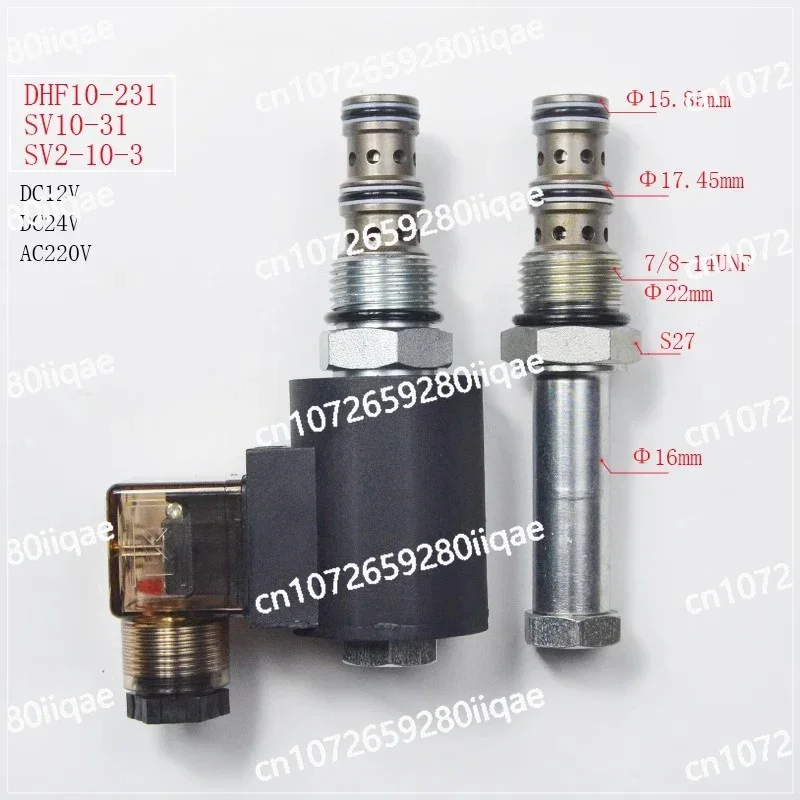 

Threaded Hydraulic Solenoid Valve SV2-10-3 SV10-31 G3/8 AC220V DC24V DC12V