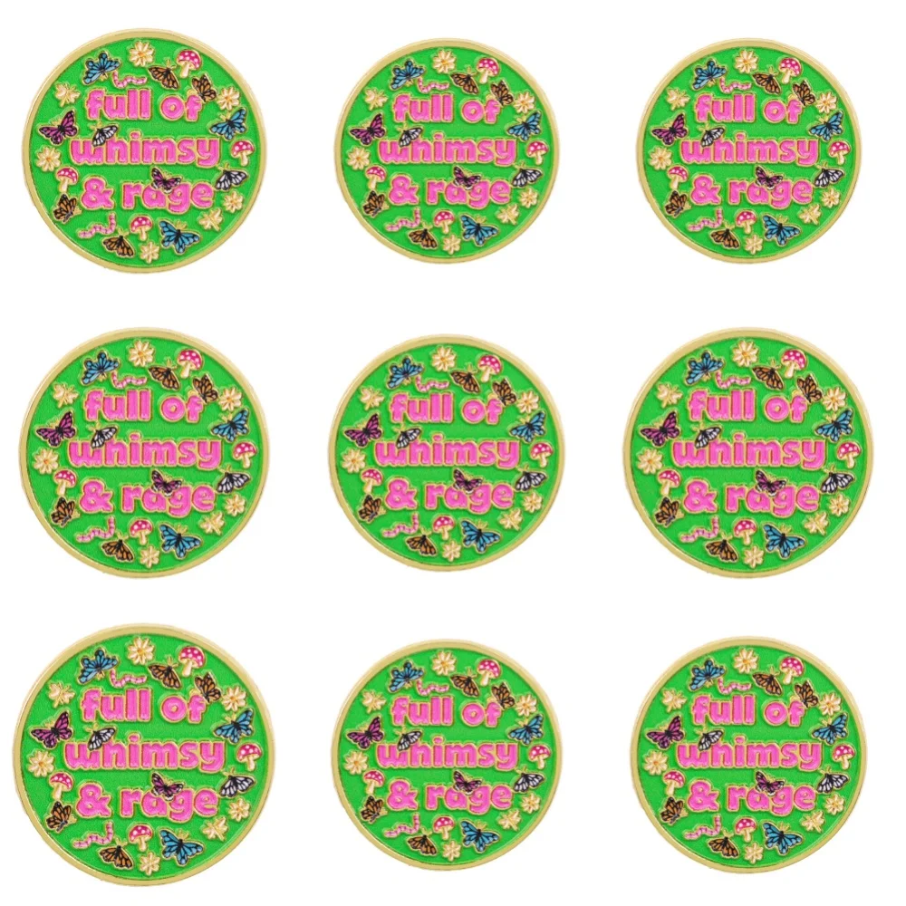 9pcs full of whimsy & rage Enamel Pin Set Cartoon Butterfly Brooch For Coat Collar Lapel Pins Metal Badges Jewelry Gift