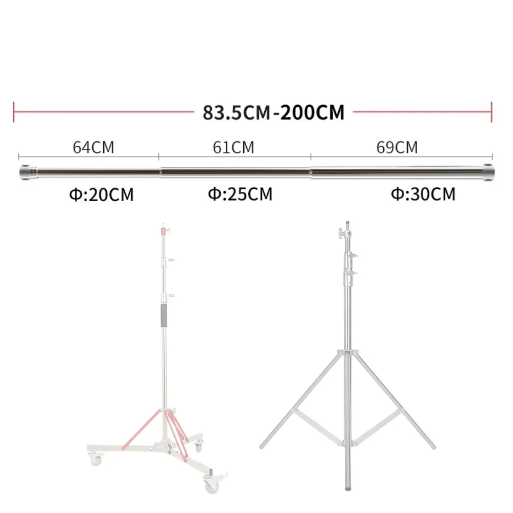 Barre transversale télescopique SH 2m/3m, compatible avec le support arrière, supports de lampe réglables / trépied C pour studio photo