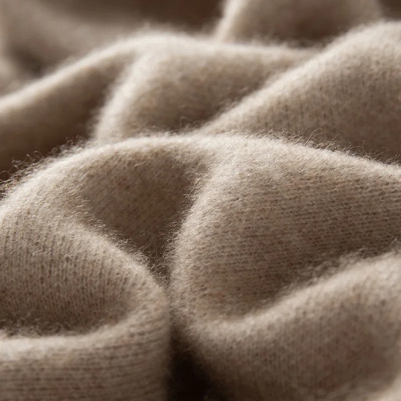 100% Cashmere Men's Round Neck Concealed Zipper Cardigan Winter Double-layer Thick Knitted Sweater Business Casual Baseball Shir