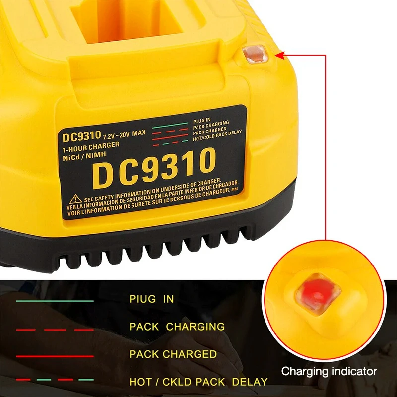DC9310 Replacement Battery Charger Fit For Dewalt 7.2V 18V NiCad NiMH Power Tool Batteries 2A Output view 5