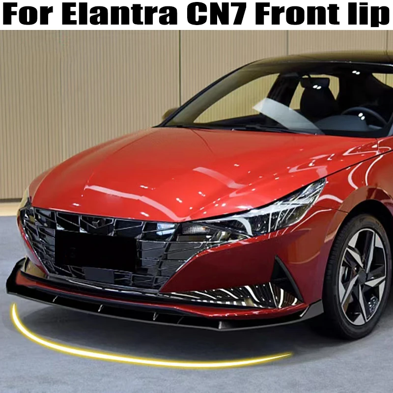 For Hyundai 7th Elantra Avante CN7 2020-2022 Car Front Bumper Lip Splitter Diffuser Body Kits Spoiler Bumper Guard Protector