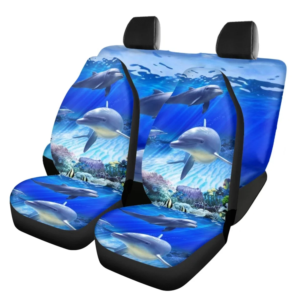 Car Seat Covers Dolphin Front and Back Seat Cover Decor Aquatic Creatures Acessaries Universal Fit Most of Vehicles Sedans Truck