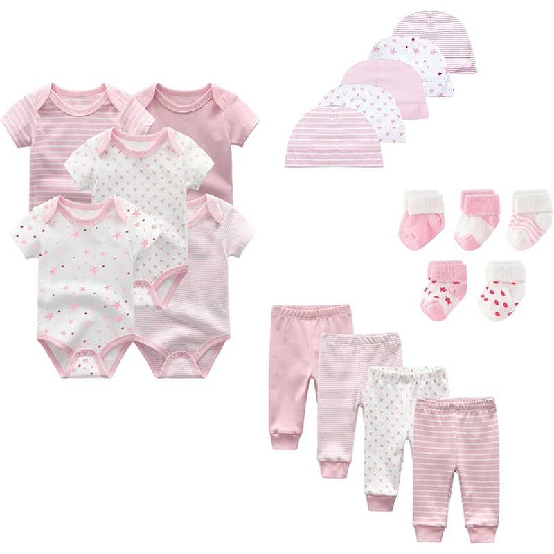 Unisex Baby Boy Girl Layette Sets Bodysuits Pants And Accessories 19 Packs Comfort Infant Outfit New Born Essentials