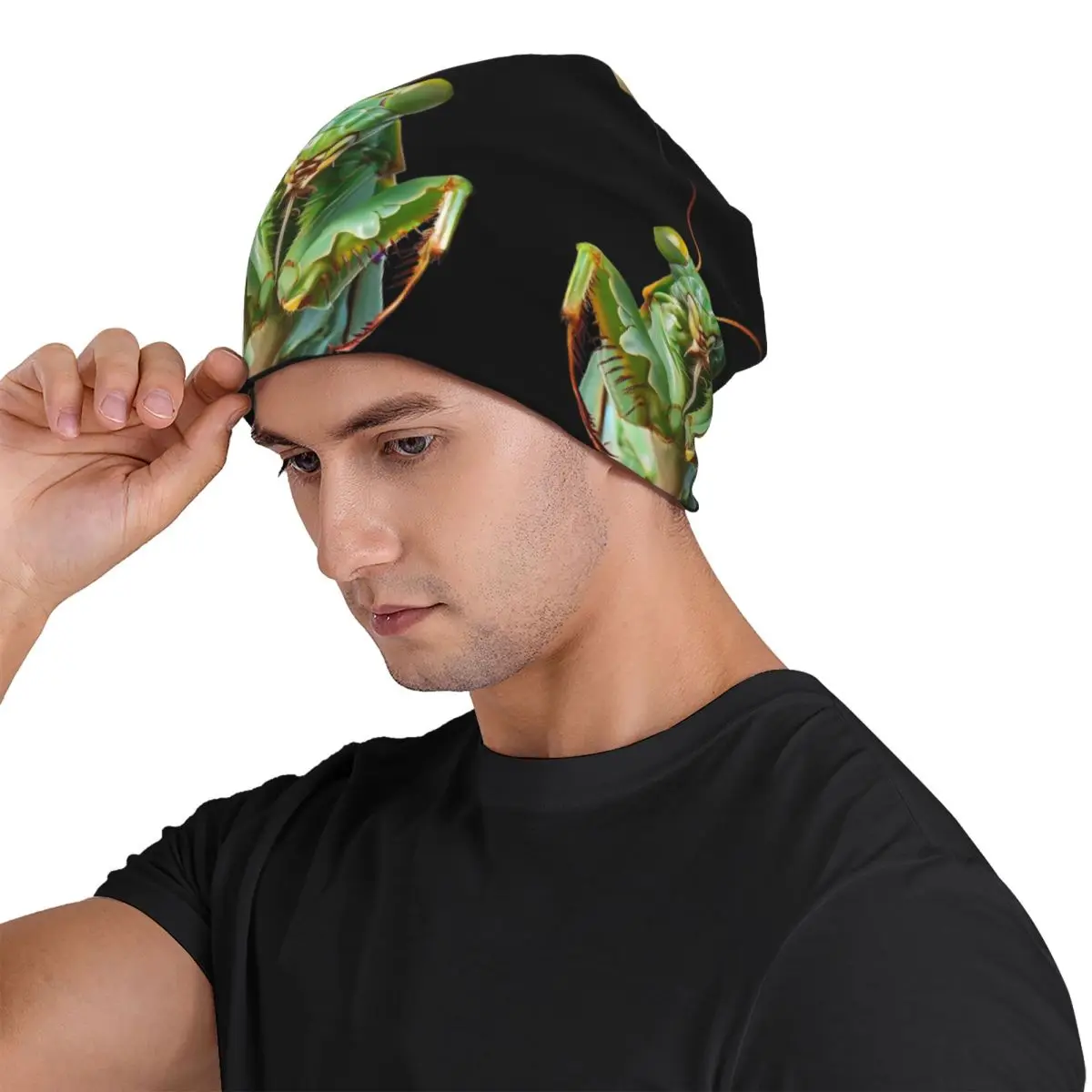 Green Praying Mantis, Eerie Insect Art Men Women Adult Beanies Caps Knitting Bonnet Hat Warm Hip Hop Autumn Winter Skullies Hats