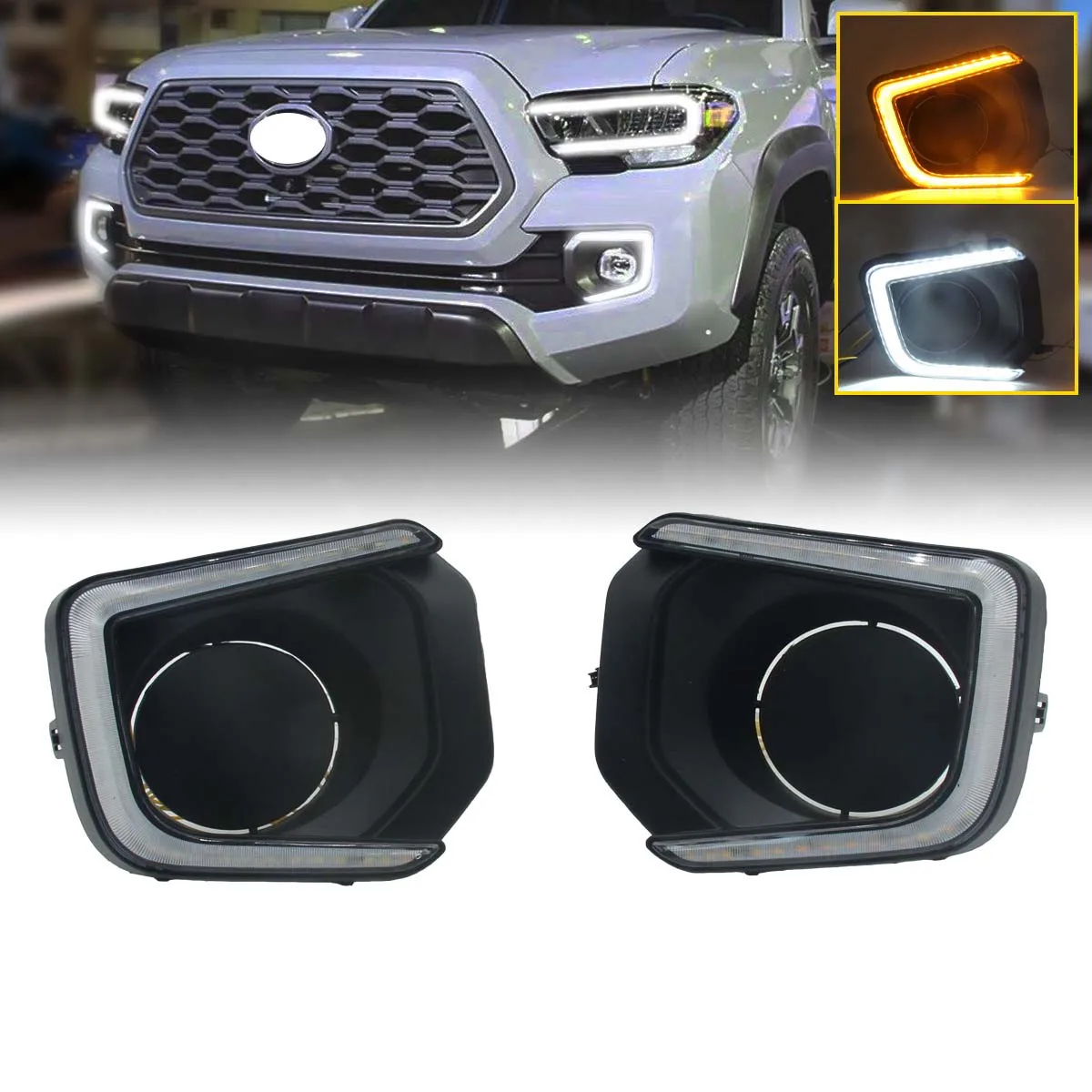 

1 Pair Led Front Bumper Fog Lights Foglight Turn Signal Light DRL for Toyota Tacoma 2016 2017 2018 2019 2020 2021 2022 2023