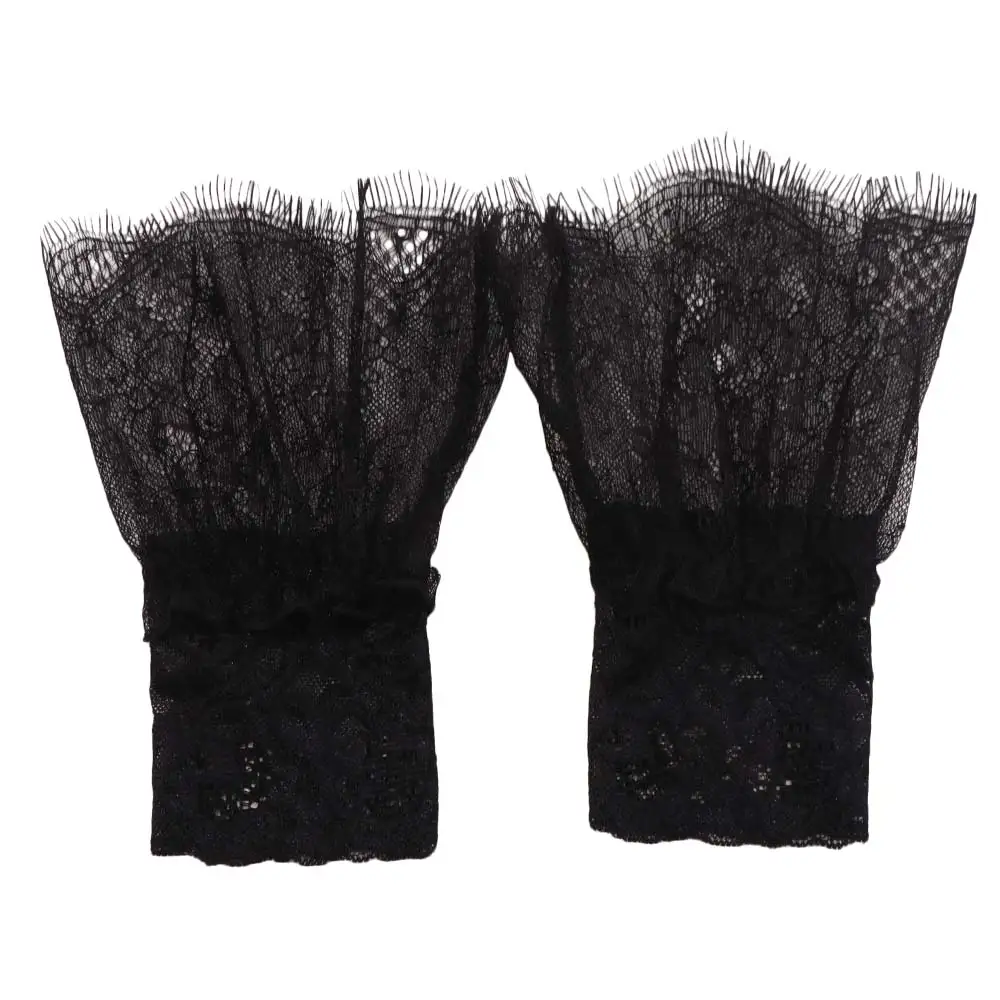 Adjustable Lace Floral Cuffs Stretchable Pleated Design Pleated Fake Sleeves White Black Detachable Wrist Accessories