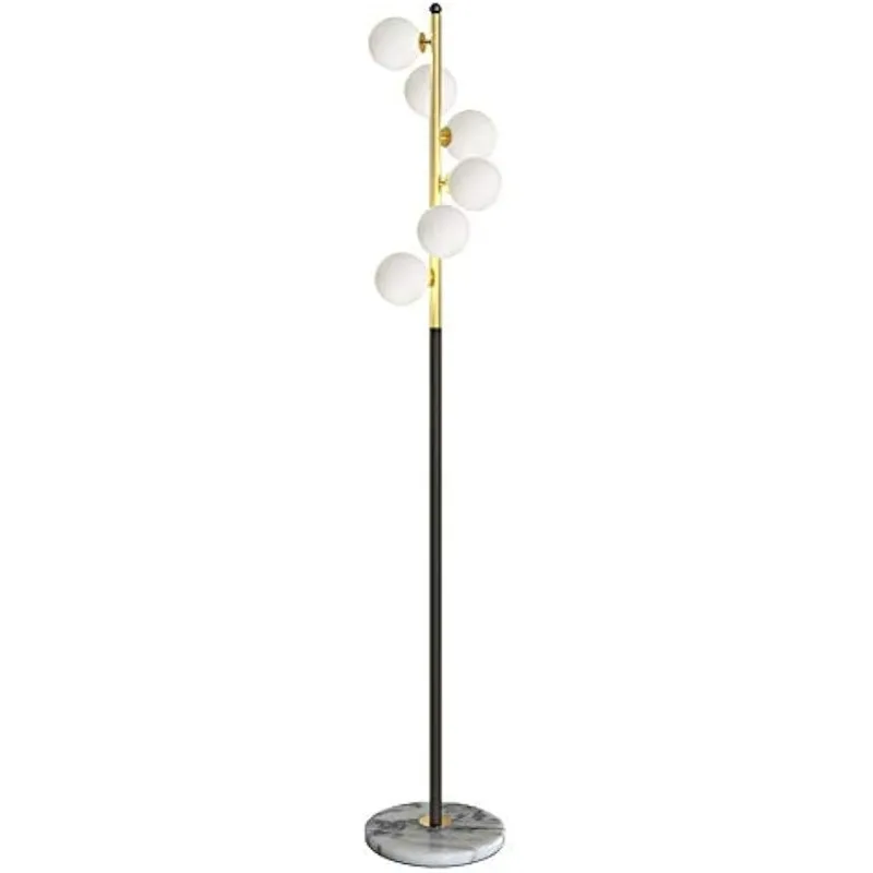 lampada de assoalho criativa moderna para sala vidro branco sombra marmore base elegante 01