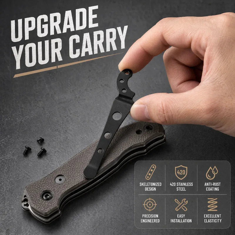 Stainless Steel Back Clip for DIY Folding Pocket Knife Tool DIY Accessories Back Clip Custom Folding Knife Back Clip Holder view 3