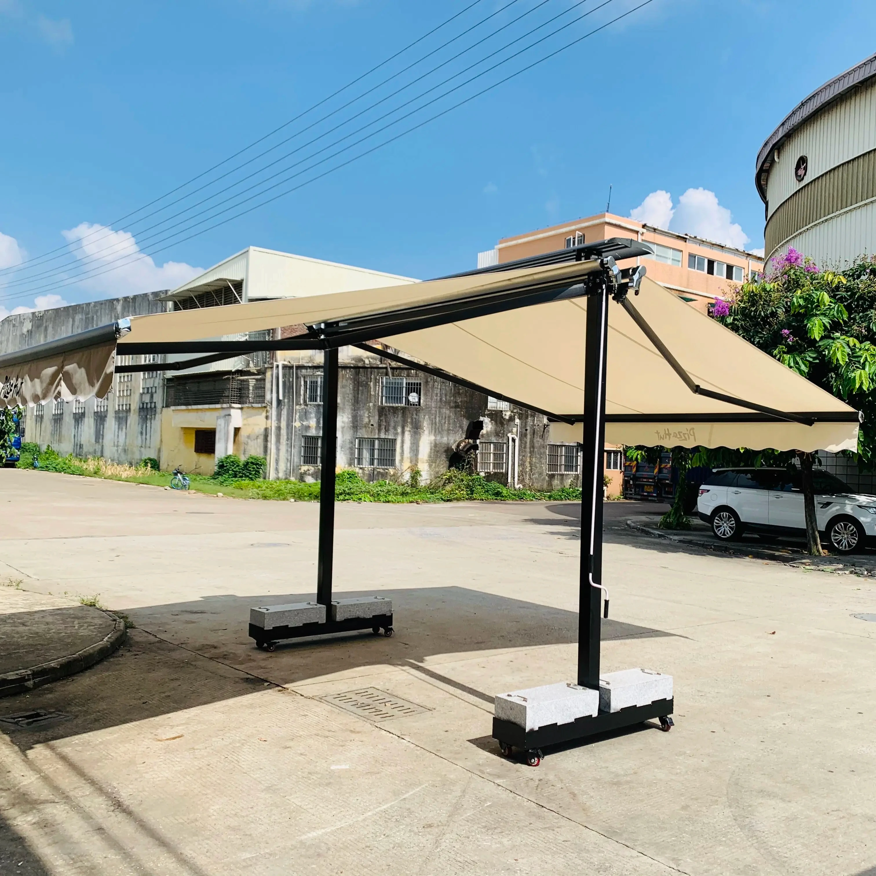 

Outdoor Cheapest Model New Awning Canopy pa Coated Powder Coated Motorised Best Retractable Double Side Sunshade Patio Awning