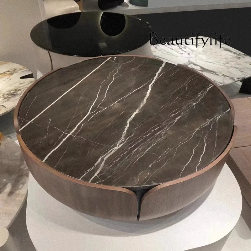

Italian minimalist with storage round walnut natural marble coffee table living room home creativity