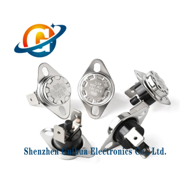 5PCS KSD303 temperature control switch, temperature controller, bent foot fixed ring, manual reset, 10A normally closed type