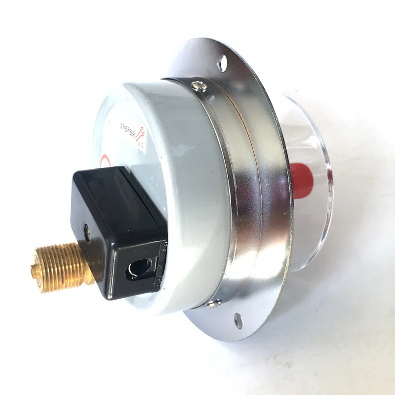Axial electric contact with edge pressure gauge, upper and lower limit contacts